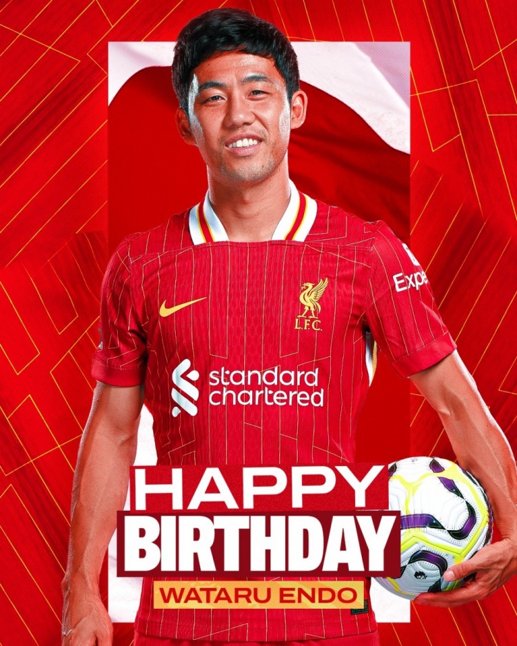  利物浦祝遠藤航32歲生日快樂，球員加盟紅軍至今出戰(zhàn)62場比賽
