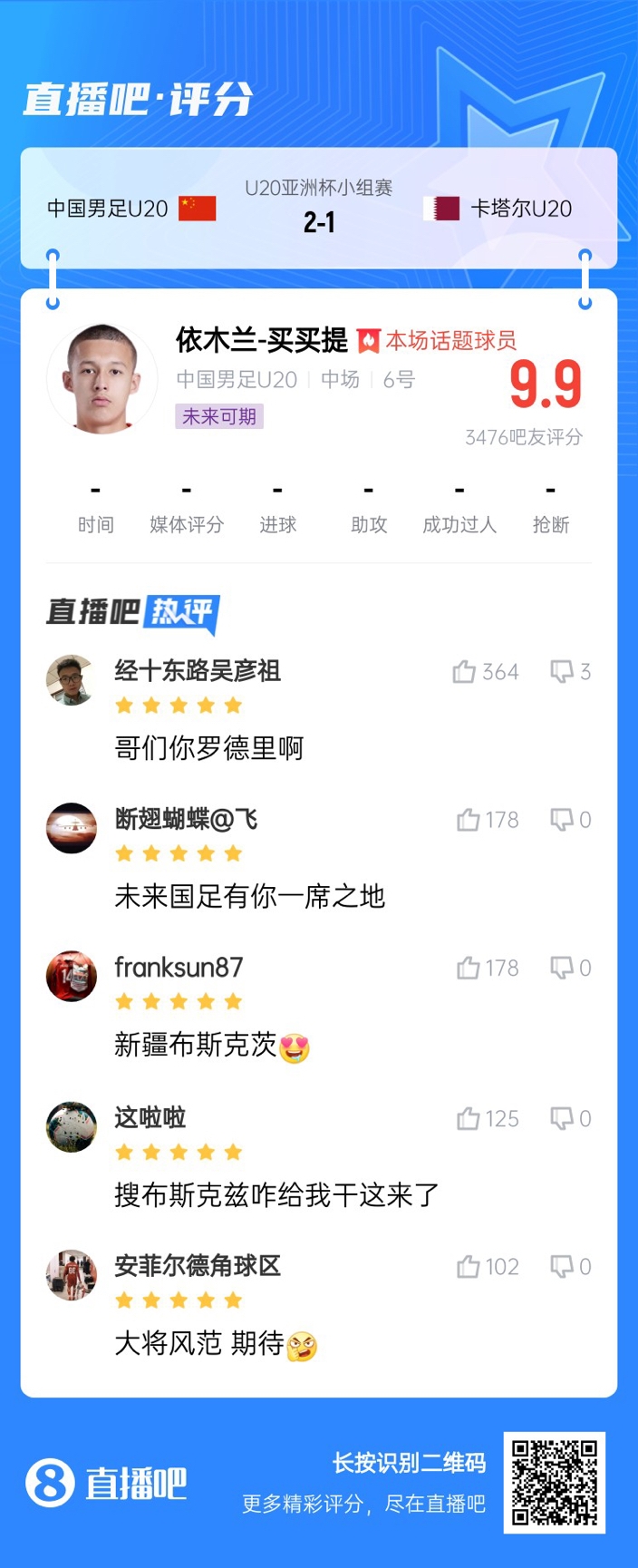  依木蘭+陳澤仕泰山中場連線！19歲依木蘭獲封：新疆布斯克茨！