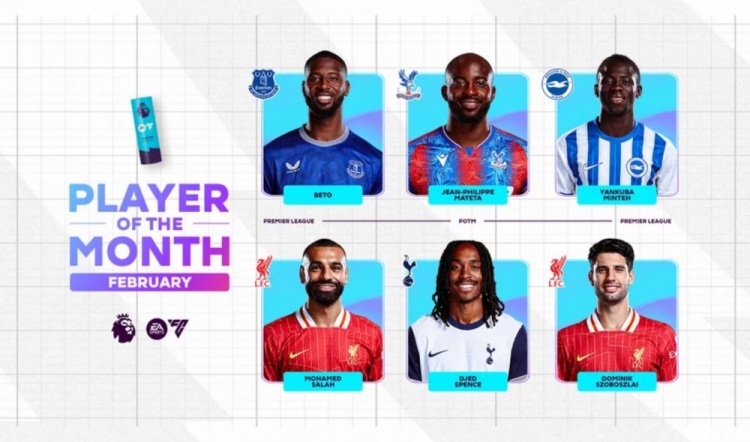  英超2月最佳候選：貝托、馬特塔、明特、薩拉赫、斯賓塞、索博